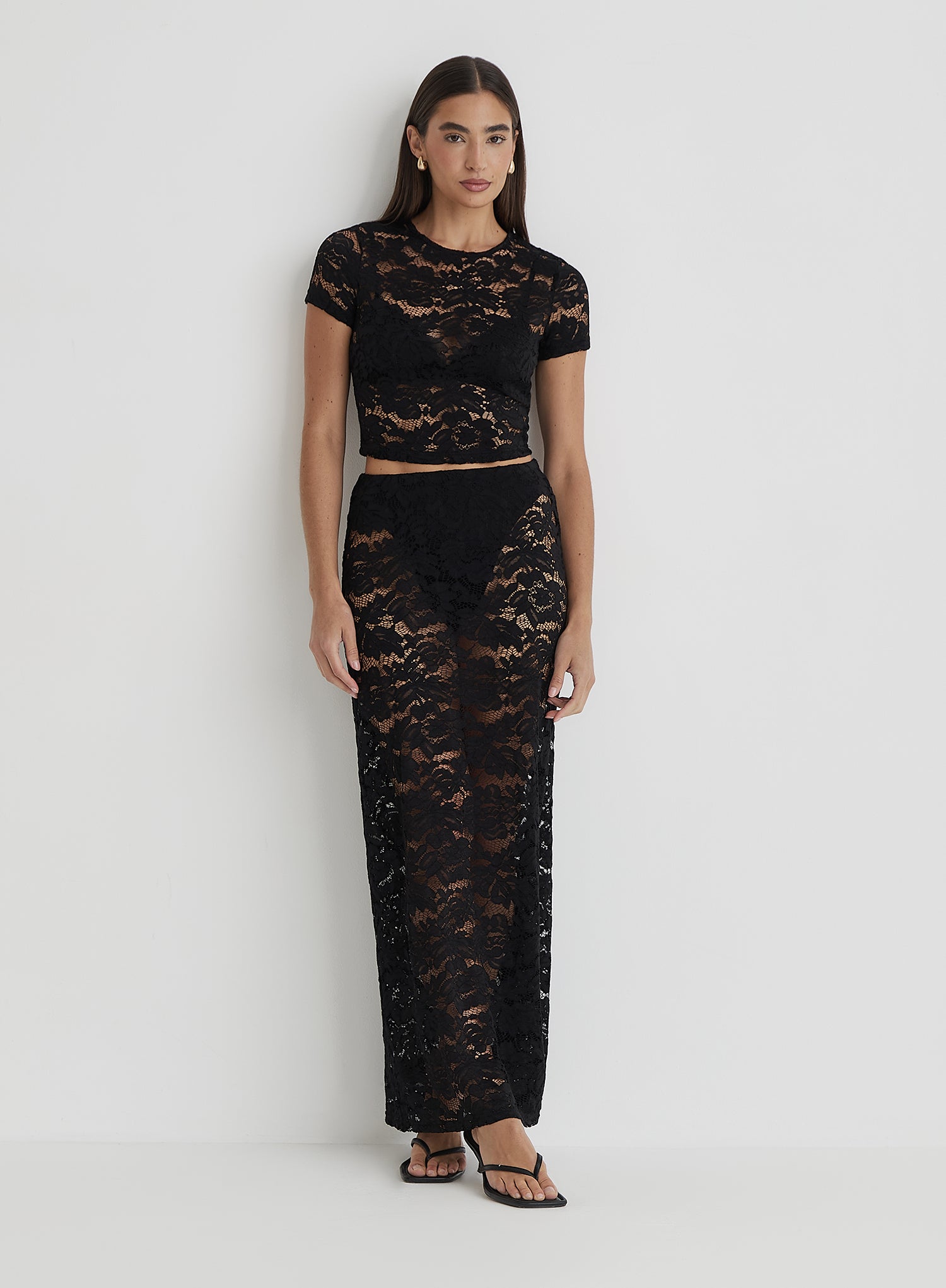 Black Short Sleeve Lace Top